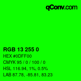 Color code: RGB 13 255 0 | qconv.com
