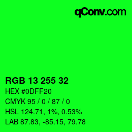 Color code: RGB 13 255 32 | qconv.com