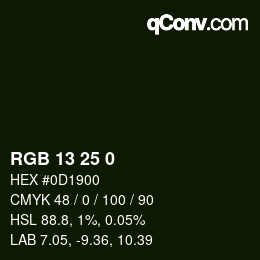 Color code: RGB 13 25 0 | qconv.com