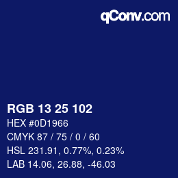 Color code: RGB 13 25 102 | qconv.com