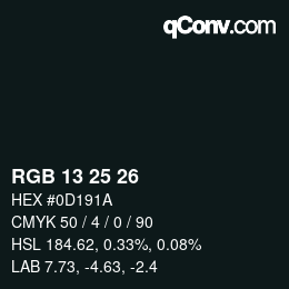 カラーコード: RGB 13 25 26 | qconv.com