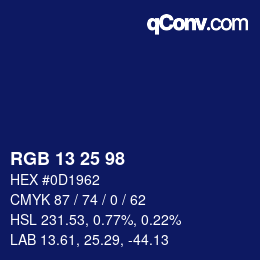 Color code: RGB 13 25 98 | qconv.com