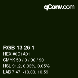 Color code: RGB 13 26 1 | qconv.com