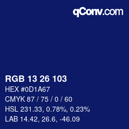 カラーコード: RGB 13 26 103 | qconv.com