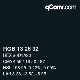 Color code: RGB 13 26 32 | qconv.com