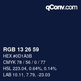 颜色代码: RGB 13 26 59 | qconv.com