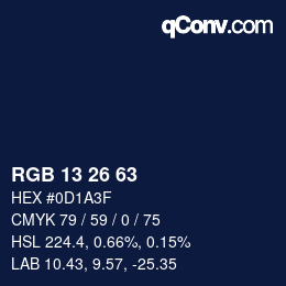 Color code: RGB 13 26 63 | qconv.com