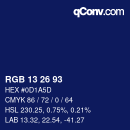 Color code: RGB 13 26 93 | qconv.com