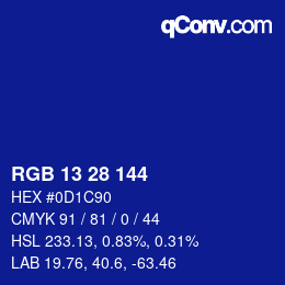 Color code: RGB 13 28 144 | qconv.com
