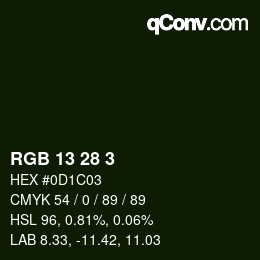 Color code: RGB 13 28 3 | qconv.com