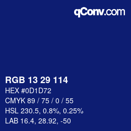 Color code: RGB 13 29 114 | qconv.com
