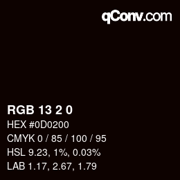 颜色代码: RGB 13 2 0 | qconv.com