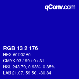 Color code: RGB 13 2 176 | qconv.com