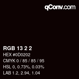 Color code: RGB 13 2 2 | qconv.com