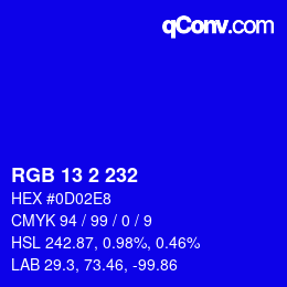 Color code: RGB 13 2 232 | qconv.com
