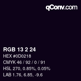 颜色代码: RGB 13 2 24 | qconv.com