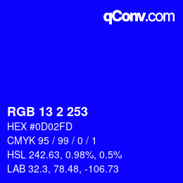 Color code: RGB 13 2 253 | qconv.com