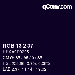 Color code: RGB 13 2 37 | qconv.com