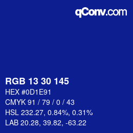Color code: RGB 13 30 145 | qconv.com
