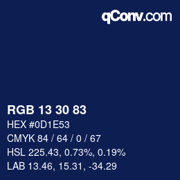 Color code: RGB 13 30 83 | qconv.com