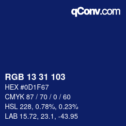 カラーコード: RGB 13 31 103 | qconv.com