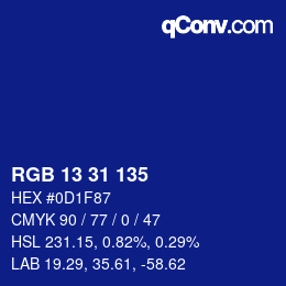 Color code: RGB 13 31 135 | qconv.com