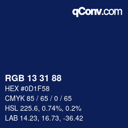 Color code: RGB 13 31 88 | qconv.com