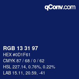 Color code: RGB 13 31 97 | qconv.com