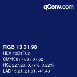 Color code: RGB 13 31 98 | qconv.com