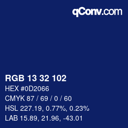 カラーコード: RGB 13 32 102 | qconv.com