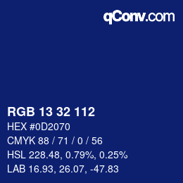 カラーコード: RGB 13 32 112 | qconv.com