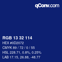 カラーコード: RGB 13 32 114 | qconv.com