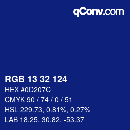 Color code: RGB 13 32 124 | qconv.com