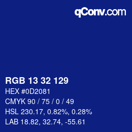 Color code: RGB 13 32 129 | qconv.com