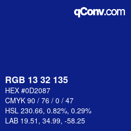 Color code: RGB 13 32 135 | qconv.com