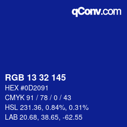 Color code: RGB 13 32 145 | qconv.com