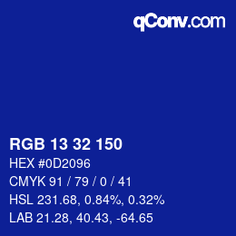 Color code: RGB 13 32 150 | qconv.com