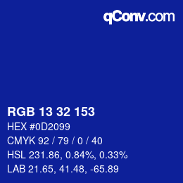 Color code: RGB 13 32 153 | qconv.com