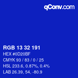 颜色代码: RGB 13 32 191 | qconv.com