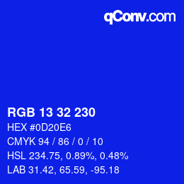 Color code: RGB 13 32 230 | qconv.com
