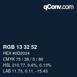 Color code: RGB 13 32 52 | qconv.com