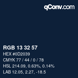 Color code: RGB 13 32 57 | qconv.com