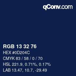 Color code: RGB 13 32 76 | qconv.com