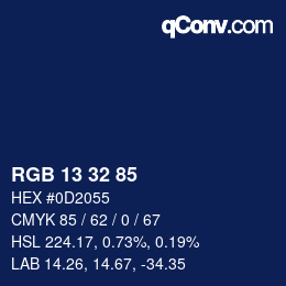 Color code: RGB 13 32 85 | qconv.com