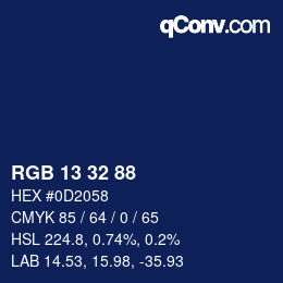 Color code: RGB 13 32 88 | qconv.com