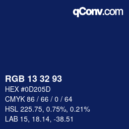 Color code: RGB 13 32 93 | qconv.com