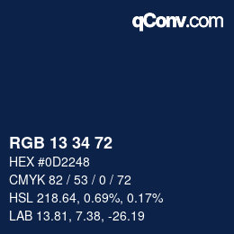 Color code: RGB 13 34 72 | qconv.com