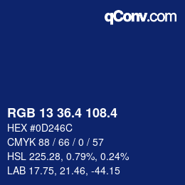 カラーコード: RGB 13 36.4 108.4 | qconv.com