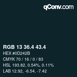 カラーコード: RGB 13 36.4 43.4 | qconv.com