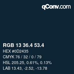 カラーコード: RGB 13 36.4 53.4 | qconv.com